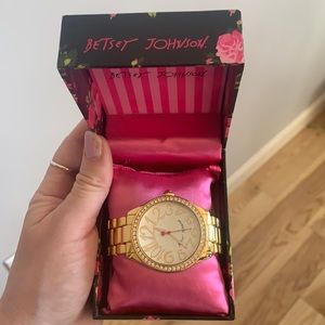 Brand new Betsy Johnson watch, gold, never worn!